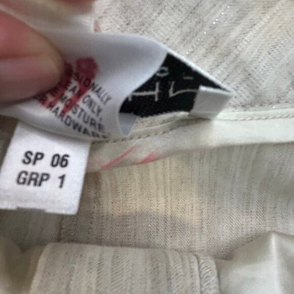 St. John vintage linen blend cream with silver thread straight pants size 14 - Picture 8 of 8